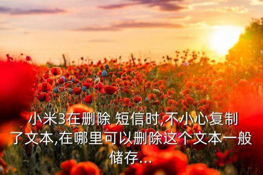  小米3在刪除 短信時,不小心復制了文本,在哪里可以刪除這個文本一般儲存...