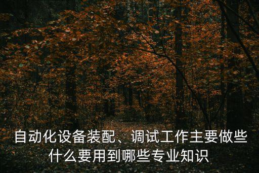 自動化設(shè)備裝配、調(diào)試工作主要做些什么要用到哪些專業(yè)知識