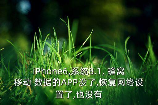 iPhone6,系統(tǒng)8.1, 蜂窩移動(dòng) 數(shù)據(jù)的APP沒(méi)了,恢復(fù)網(wǎng)絡(luò)設(shè)置了,也沒(méi)有