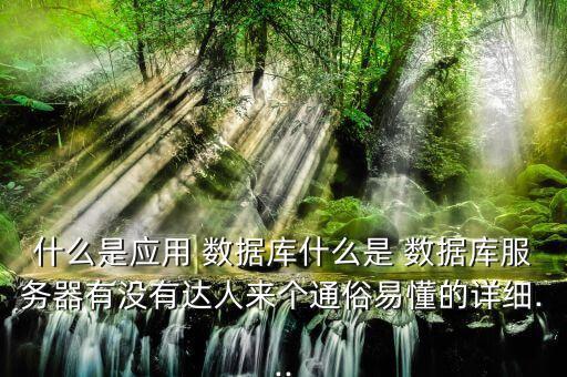 什么是應(yīng)用 數(shù)據(jù)庫什么是 數(shù)據(jù)庫服務(wù)器有沒有達(dá)人來個(gè)通俗易懂的詳細(xì)...