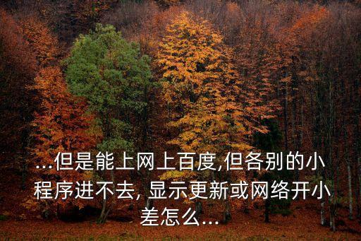 ...但是能上網(wǎng)上百度,但各別的小 程序進(jìn)不去, 顯示更新或網(wǎng)絡(luò)開小差怎么...