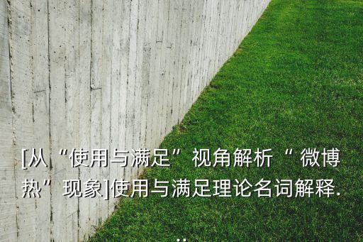 [從“使用與滿足”視角解析“ 微博熱”現象]使用與滿足理論名詞解釋...
