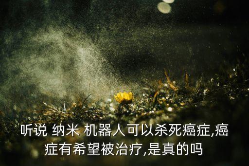 聽說 納米 機器人可以殺死癌癥,癌癥有希望被治療,是真的嗎