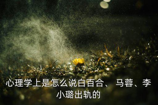 心理學上是怎么說白百合、 馬蓉、李小璐出軌的
