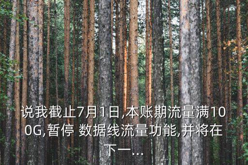 說我截止7月1日,本賬期流量滿100G,暫停 數(shù)據(jù)線流量功能,并將在下一...
