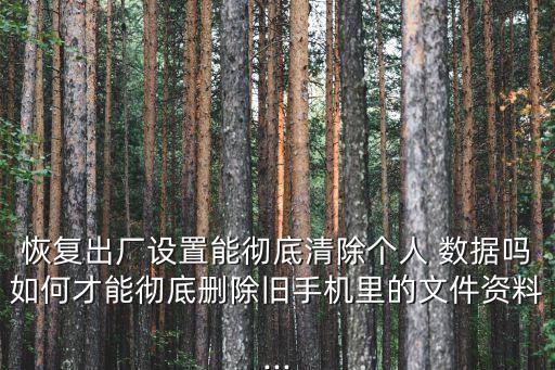 恢復(fù)出廠設(shè)置能徹底清除個(gè)人 數(shù)據(jù)嗎如何才能徹底刪除舊手機(jī)里的文件資料...