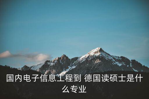 國內電子信息工程到 德國讀碩士是什么專業(yè)