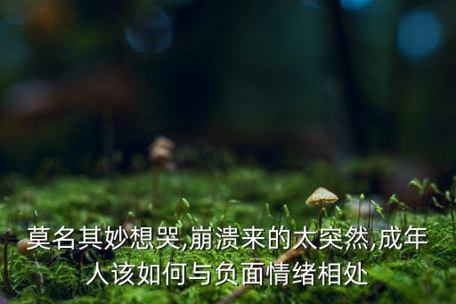 莫名其妙想哭,崩潰來的太突然,成年人該如何與負面情緒相處