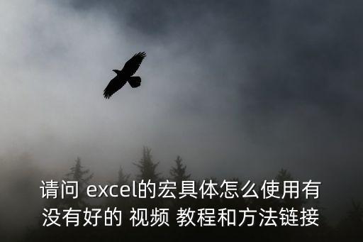 請問 excel的宏具體怎么使用有沒有好的 視頻 教程和方法鏈接