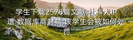 學(xué)生下載2578篇文獻(xiàn),社科大IP遭 數(shù)據(jù)庫商封禁,該學(xué)生會(huì)被如何處罰