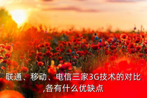 聯(lián)通、移動(dòng)、電信三家3G技術(shù)的對(duì)比,各有什么優(yōu)缺點(diǎn)