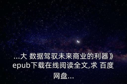 ...大 數(shù)據(jù)駕馭未來(lái)商業(yè)的利器》epub下載在線閱讀全文,求 百度網(wǎng)盤...