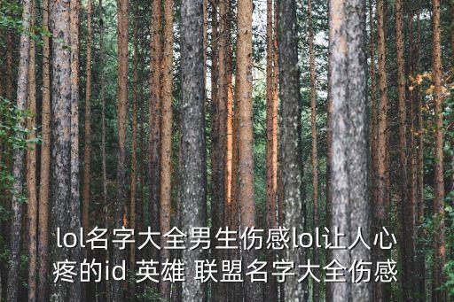 lol名字大全男生傷感l(wèi)ol讓人心疼的id 英雄 聯(lián)盟名字大全傷感