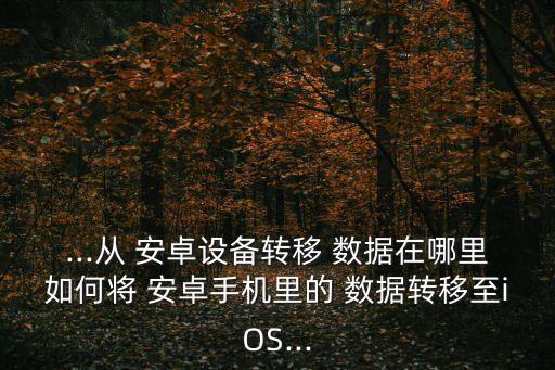 ...從 安卓設(shè)備轉(zhuǎn)移 數(shù)據(jù)在哪里如何將 安卓手機里的 數(shù)據(jù)轉(zhuǎn)移至iOS...