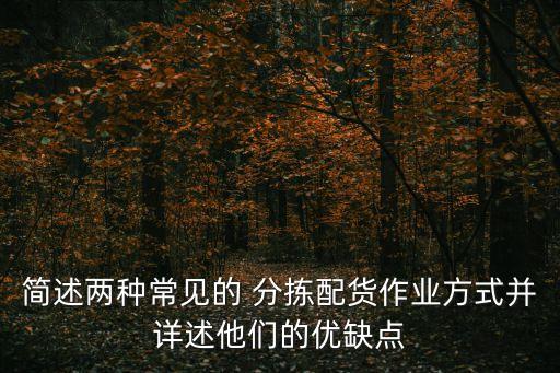 簡述兩種常見的 分揀配貨作業(yè)方式并詳述他們的優(yōu)缺點(diǎn)