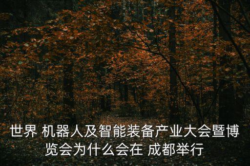 世界 機器人及智能裝備產(chǎn)業(yè)大會暨博覽會為什么會在 成都舉行
