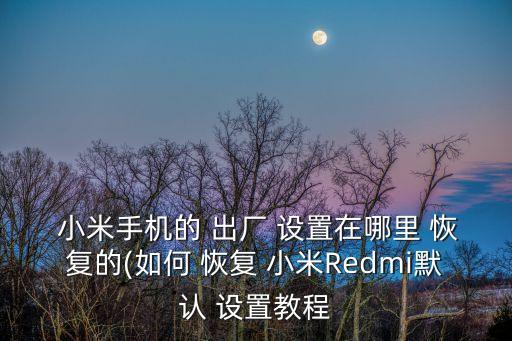  小米手機(jī)的 出廠 設(shè)置在哪里 恢復(fù)的(如何 恢復(fù) 小米Redmi默認(rèn) 設(shè)置教程
