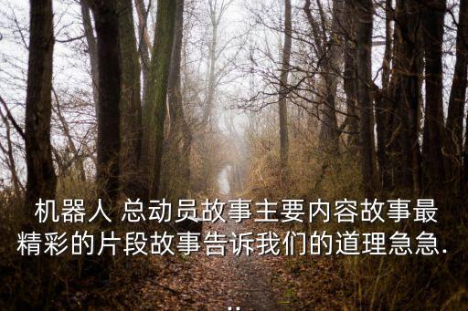  機器人 總動員故事主要內(nèi)容故事最精彩的片段故事告訴我們的道理急急...