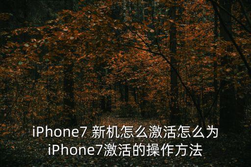 iPhone7 新機(jī)怎么激活怎么為iPhone7激活的操作方法