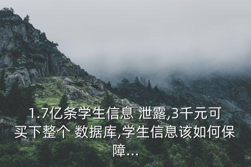 1.7億條學(xué)生信息 泄露,3千元可買下整個(gè) 數(shù)據(jù)庫(kù),學(xué)生信息該如何保障...