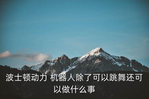 波士頓動力 機(jī)器人除了可以跳舞還可以做什么事