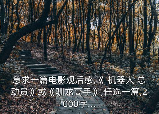 急求一篇電影觀后感,《 機(jī)器人 總動員》或《馴龍高手》,任選一篇,2000字...