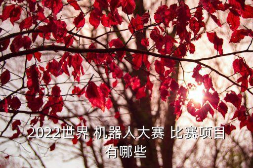 2022世界 機(jī)器人大賽 比賽項(xiàng)目有哪些