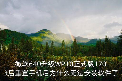 微軟640升級WP10正式版1703后重置手機(jī)后為什么無法安裝軟件了