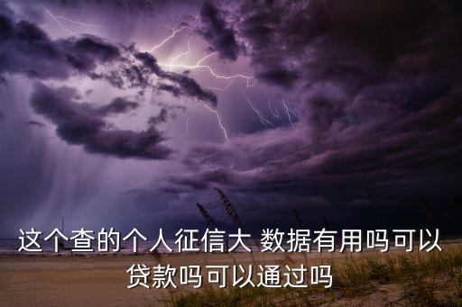 這個(gè)查的個(gè)人征信大 數(shù)據(jù)有用嗎可以貸款嗎可以通過(guò)嗎