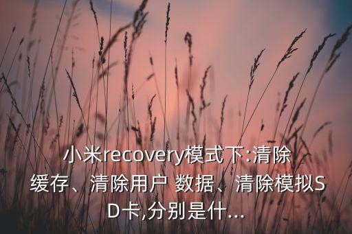  小米recovery模式下:清除 緩存、清除用戶 數(shù)據(jù)、清除模擬SD卡,分別是什...