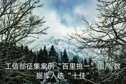工信部征集案例“百里挑一”國(guó)產(chǎn) 數(shù)據(jù)庫(kù)入選“十佳”