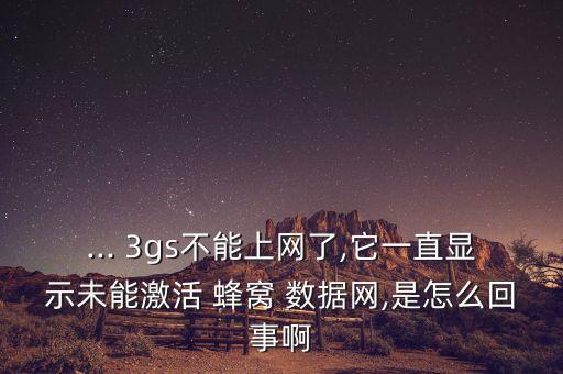 ... 3gs不能上網(wǎng)了,它一直顯示未能激活 蜂窩 數(shù)據(jù)網(wǎng),是怎么回事啊