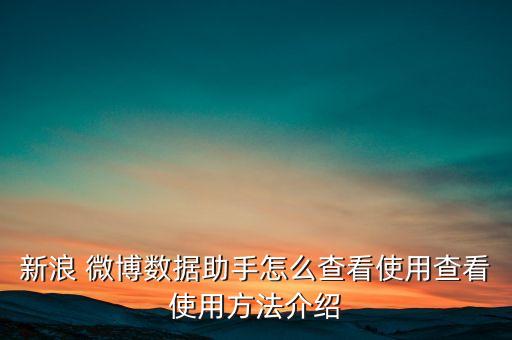 新浪 微博數(shù)據(jù)助手怎么查看使用查看使用方法介紹