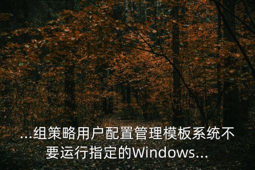 ...組策略用戶配置管理模板系統(tǒng)不要運(yùn)行指定的Windows...