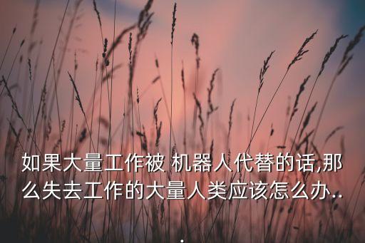 如果大量工作被 機(jī)器人代替的話,那么失去工作的大量人類應(yīng)該怎么辦...