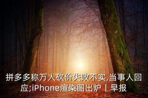 拼多多稱萬人砍價(jià)失敗不實(shí),當(dāng)事人回應(yīng);iPhone渲染圖出爐丨早報(bào)