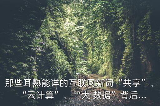 那些耳熟能詳?shù)幕ヂ?lián)網(wǎng)新詞“共享”、“云計(jì)算”、“大 數(shù)據(jù)”背后...