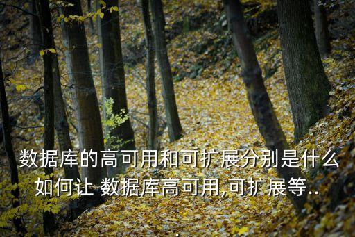  數(shù)據(jù)庫(kù)的高可用和可擴(kuò)展分別是什么如何讓 數(shù)據(jù)庫(kù)高可用,可擴(kuò)展等...