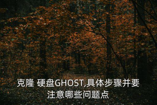 克隆 硬盤GHOST,具體步驟并要注意哪些問題點(diǎn)