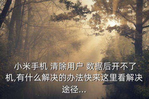  小米手機 清除用戶 數據后開不了機,有什么解決的辦法快來這里看解決途徑...