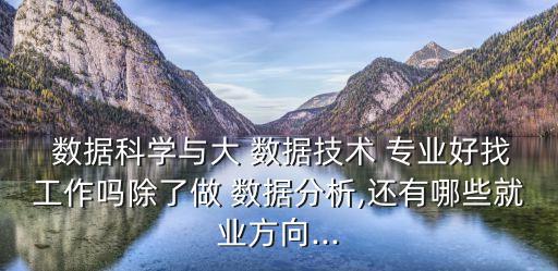  數(shù)據(jù)科學(xué)與大 數(shù)據(jù)技術(shù) 專業(yè)好找工作嗎除了做 數(shù)據(jù)分析,還有哪些就業(yè)方向...