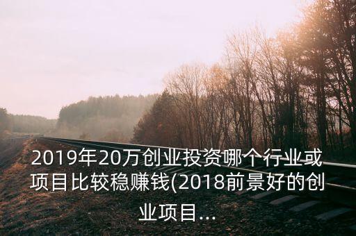 2019年20萬創(chuàng)業(yè)投資哪個(gè)行業(yè)或項(xiàng)目比較穩(wěn)賺錢(2018前景好的創(chuàng)業(yè)項(xiàng)目...