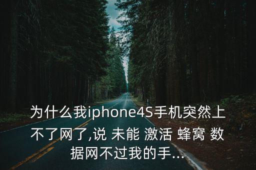 為什么我iphone4S手機突然上不了網(wǎng)了,說 未能 激活 蜂窩 數(shù)據(jù)網(wǎng)不過我的手...