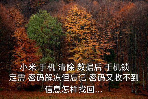  小米 手機 清除 數(shù)據(jù)后 手機鎖定需 密碼解凍但忘記 密碼又收不到信息怎樣找回...