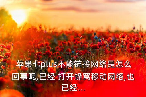  蘋果七plus不能鏈接網(wǎng)絡(luò)是怎么回事呢,已經(jīng) 打開蜂窩移動網(wǎng)絡(luò),也已經(jīng)...