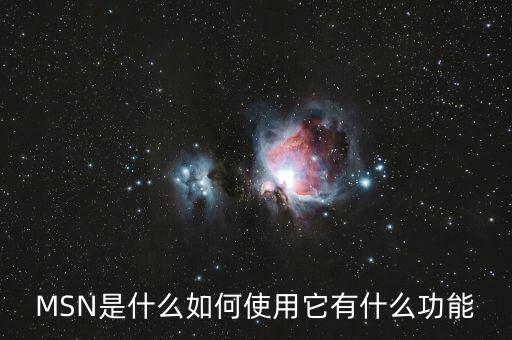 MSN是什么如何使用它有什么功能
