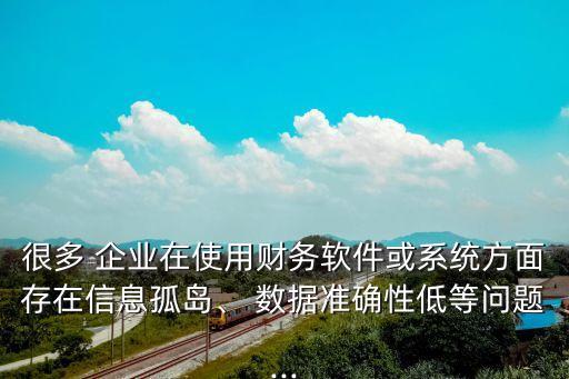 很多 企業(yè)在使用財務(wù)軟件或系統(tǒng)方面存在信息孤島、 數(shù)據(jù)準確性低等問題...