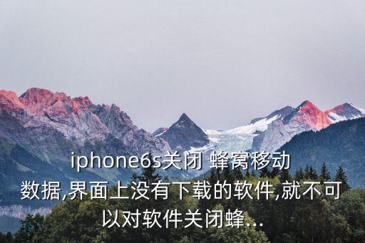  iphone6s關(guān)閉 蜂窩移動(dòng) 數(shù)據(jù),界面上沒(méi)有下載的軟件,就不可以對(duì)軟件關(guān)閉蜂...