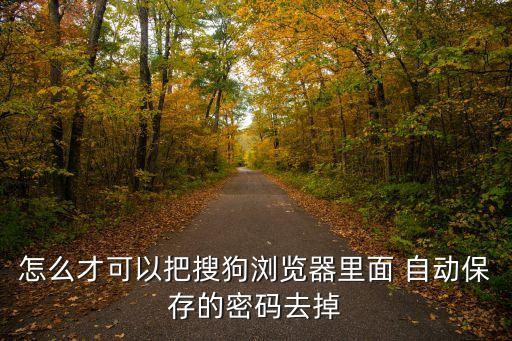 怎么才可以把搜狗瀏覽器里面 自動(dòng)保存的密碼去掉