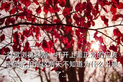  谷歌瀏覽器剛一打開上面正常的應(yīng)該是藍(lán)條,但是這兩天不知道為什么出現(xiàn)了...